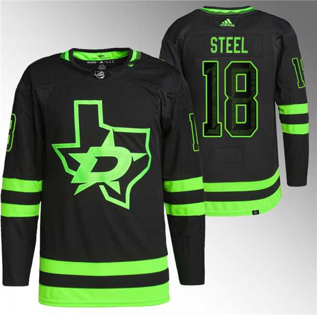 Mens Dallas Stars #18 Sam Steel Black Stitched Jersey